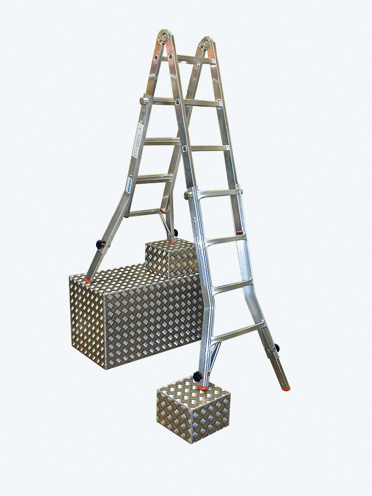 Лестница-трансформер Krause TeleVario 4х4 ступеней с удлинителями стоек (арт. 129970)